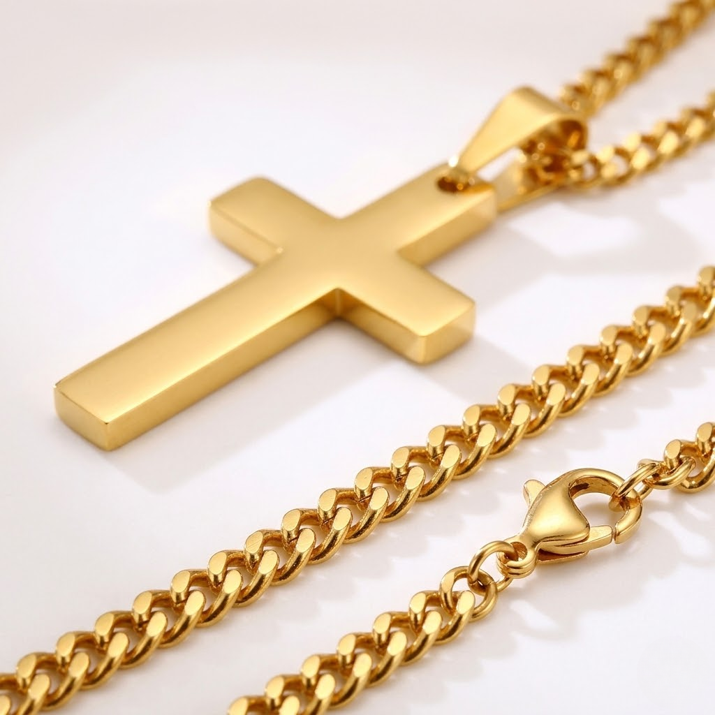 Casual Cross Pendant Necklace | Waterproof Stainless Steel