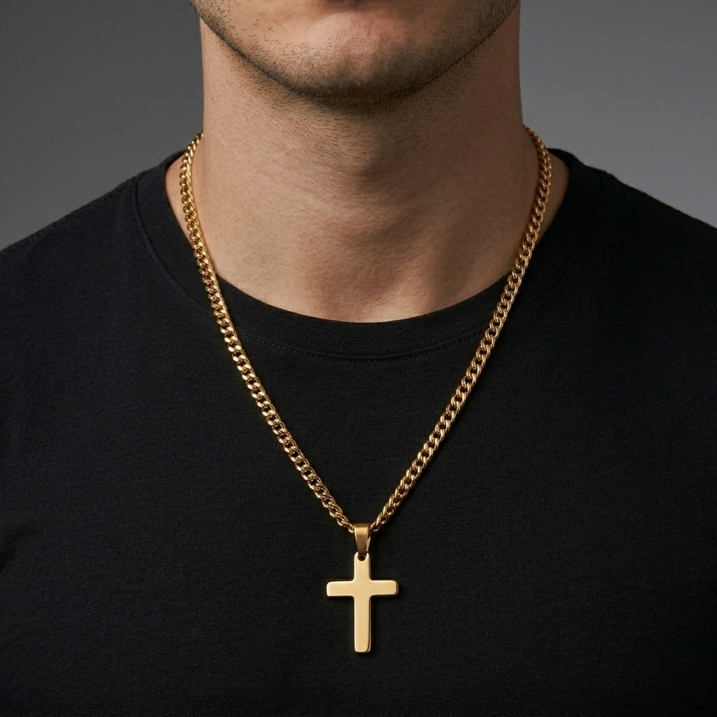 Casual Cross Pendant Necklace | Waterproof Stainless Steel