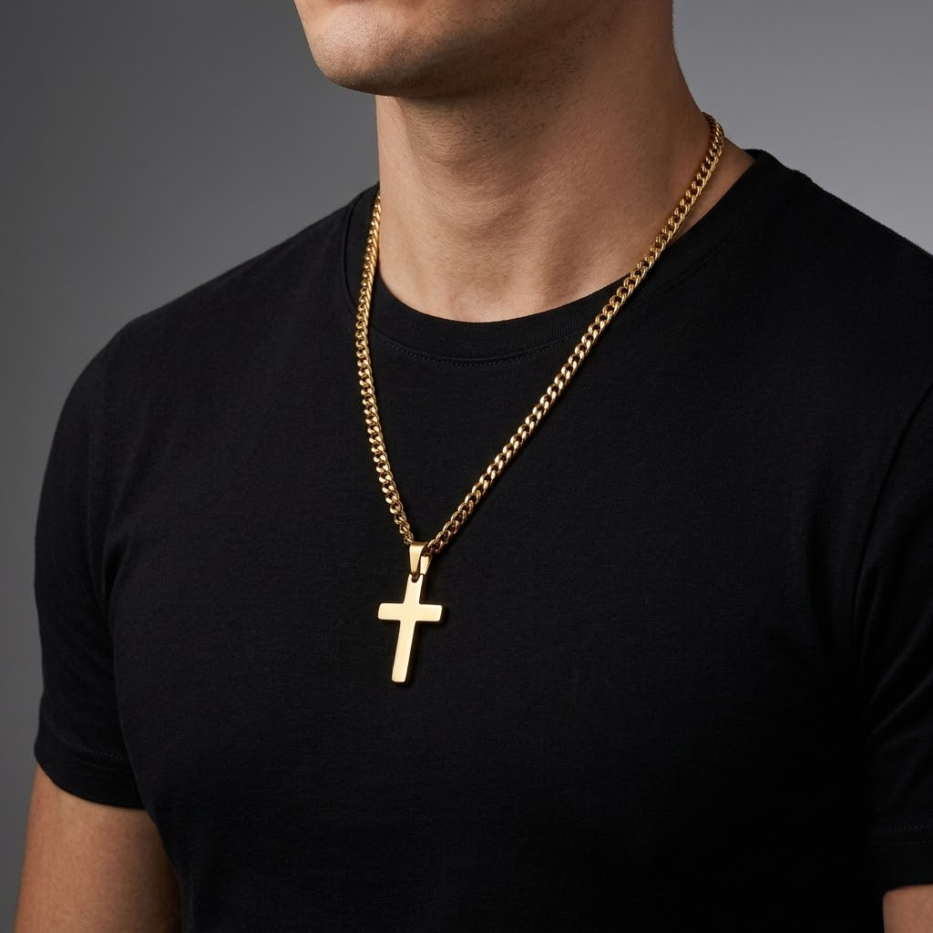 Casual Cross Pendant Necklace | Waterproof Stainless Steel