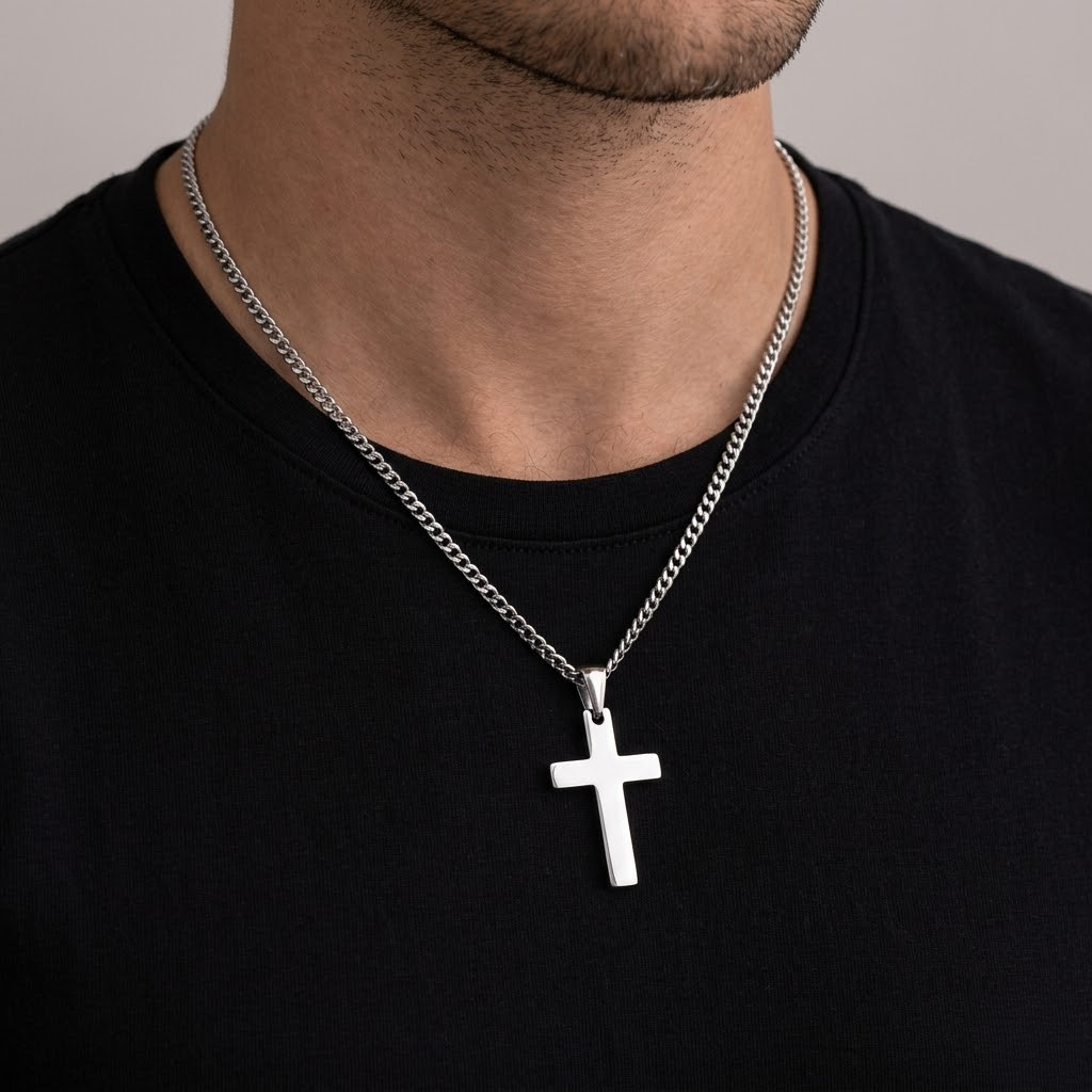 Casual Cross Pendant Necklace | Waterproof Stainless Steel
