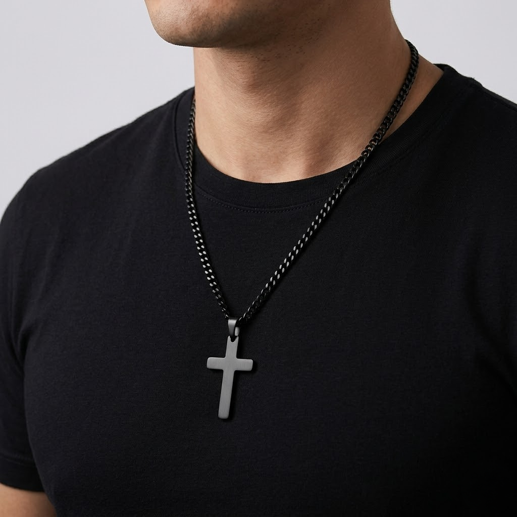 Casual Cross Pendant Necklace | Waterproof Stainless Steel