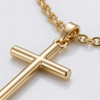 Christian Jesus Cross Pendant Necklace Silver and Gold | Clean Chain
