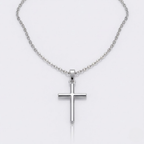 Christian Jesus Cross Pendant Necklace Silver and Gold | Clean Chain