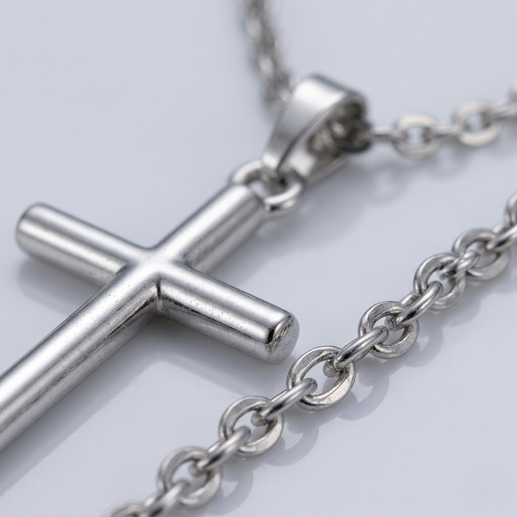 Christian Jesus Cross Pendant Necklace Silver and Gold | Clean Chain
