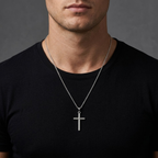 Christian Jesus Cross Pendant Necklace Silver and Gold | Clean Chain