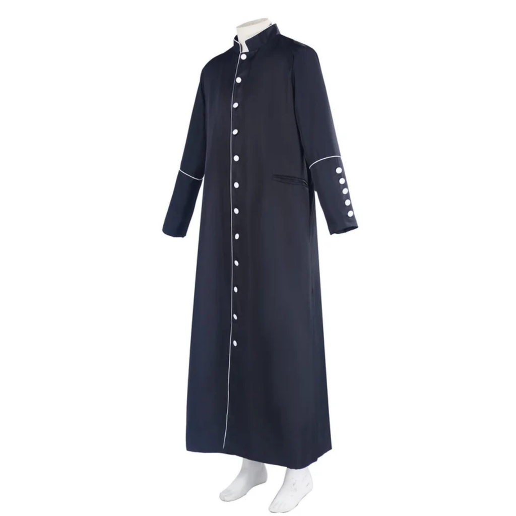 Classic Clergy Robe Cassock with Contrast Trim & Medieval Elegance