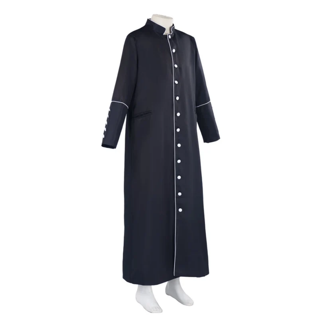 Classic Clergy Robe Cassock with Contrast Trim & Medieval Elegance