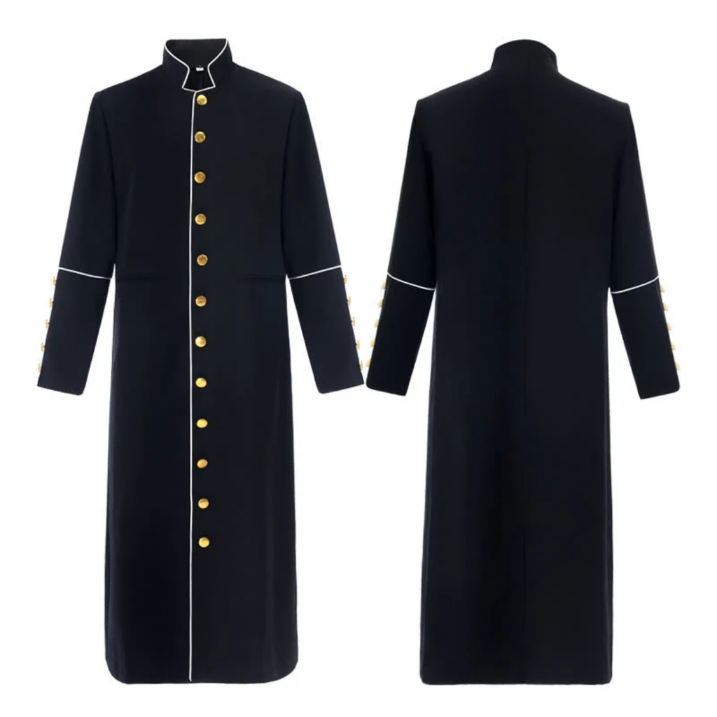 Classic Clergy Robe Cassock with Contrast Trim & Medieval Elegance