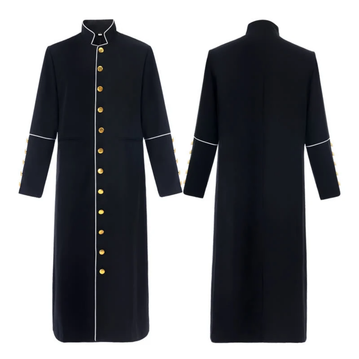 Classic Clergy Robe Cassock with Contrast Trim & Medieval Elegance