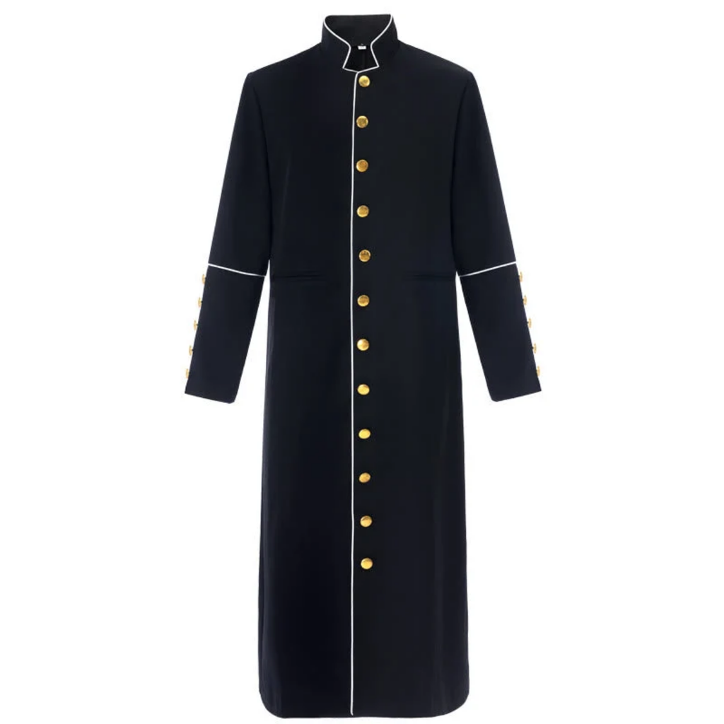 Classic Clergy Robe Cassock with Contrast Trim & Medieval Elegance