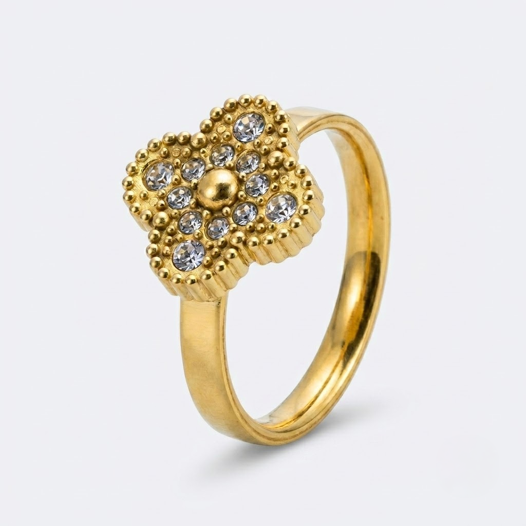 Clover Ring Women | Cubic Zirconia-Tithesource-Gold-6-