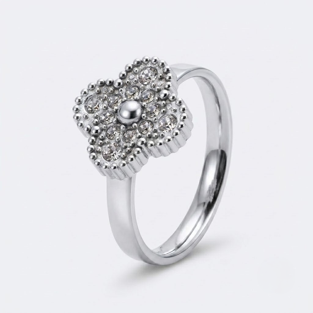 Clover Ring Women | Cubic Zirconia-Tithesource-Silver-6-