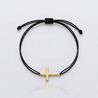Couple Cross Black Braided Bracelet | Adjustable Friendship Bracelet