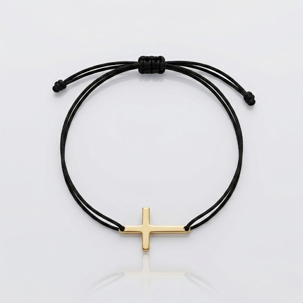 Couple Cross Black Braided Bracelet | Adjustable Friendship Bracelet