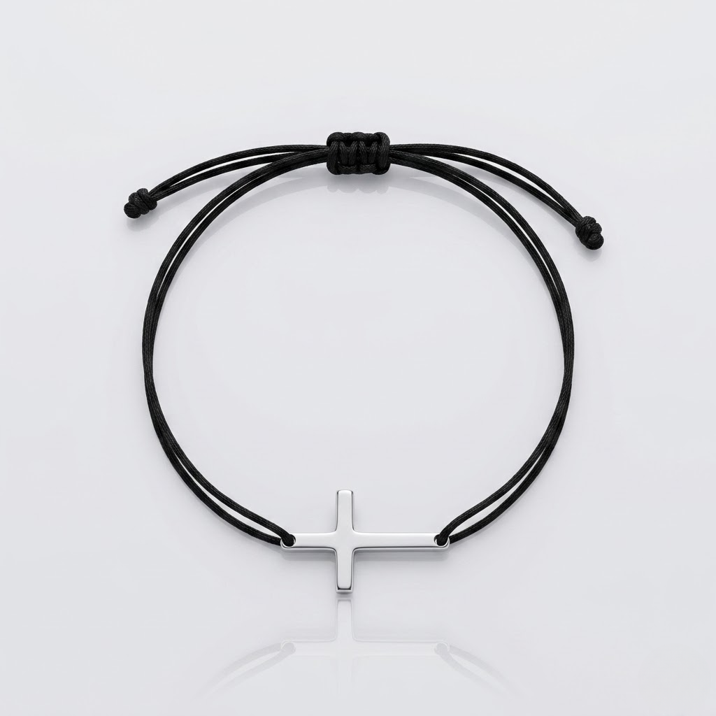 Couple Cross Black Braided Bracelet | Adjustable Friendship Bracelet