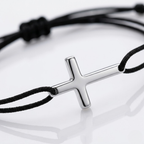 Couple Cross Black Braided Bracelet | Adjustable Friendship Bracelet