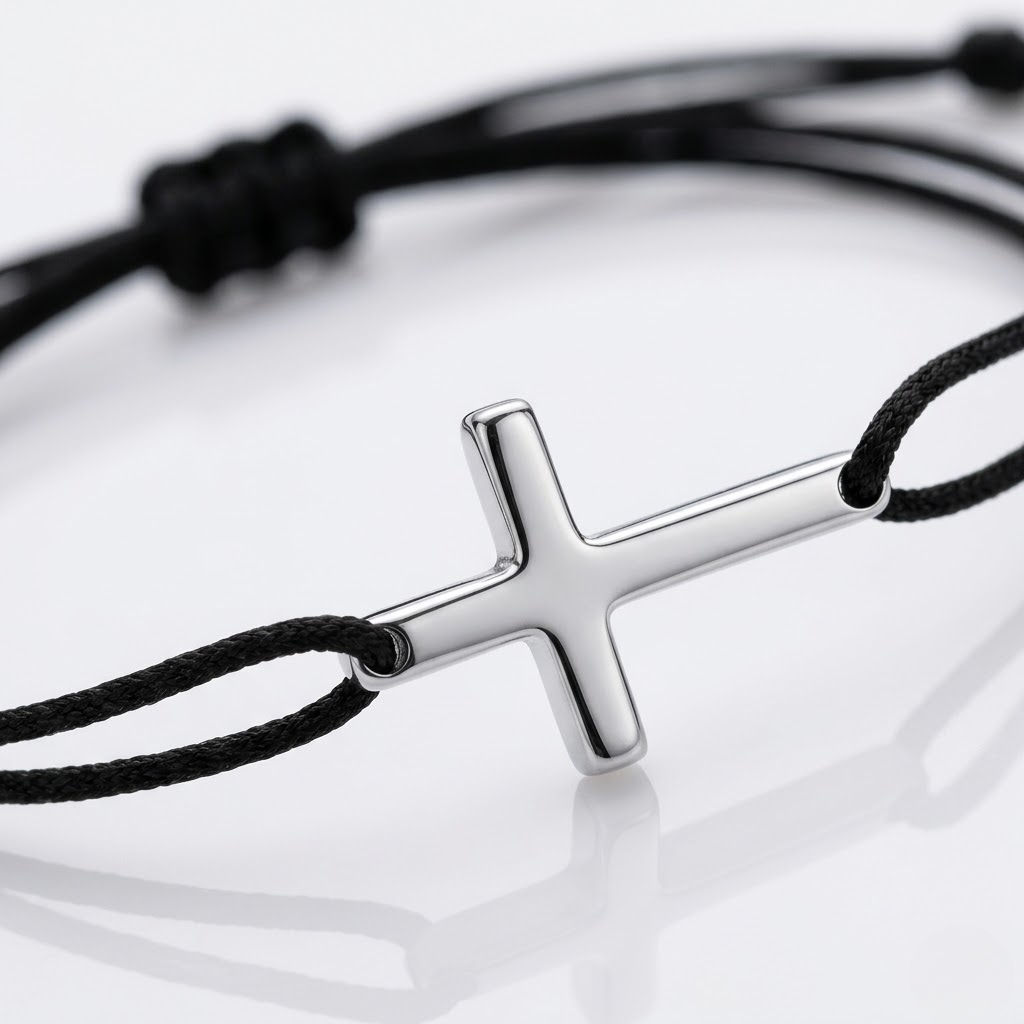 Couple Cross Black Braided Bracelet | Adjustable Friendship Bracelet