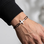 Couple Cross Black Braided Bracelet | Adjustable Friendship Bracelet