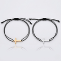 Couple Cross Black Braided Bracelet | Adjustable Friendship Bracelet