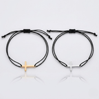 Couple Cross Black Braided Bracelet | Adjustable Friendship Bracelet