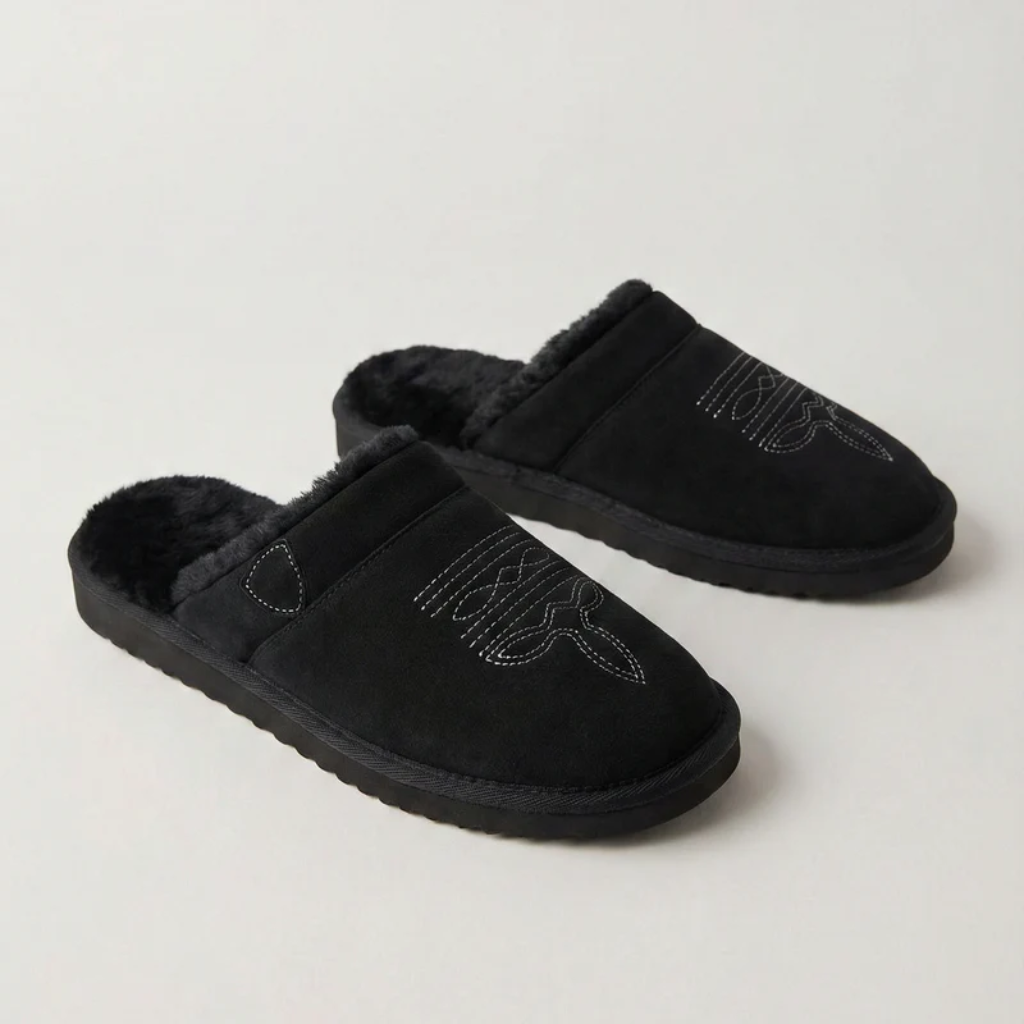 Cowboy Slippers - Fur Lined Cushioned Footbed