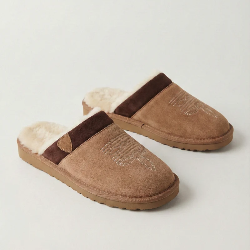 Cowboy Slippers - Fur Lined Cushioned Footbed