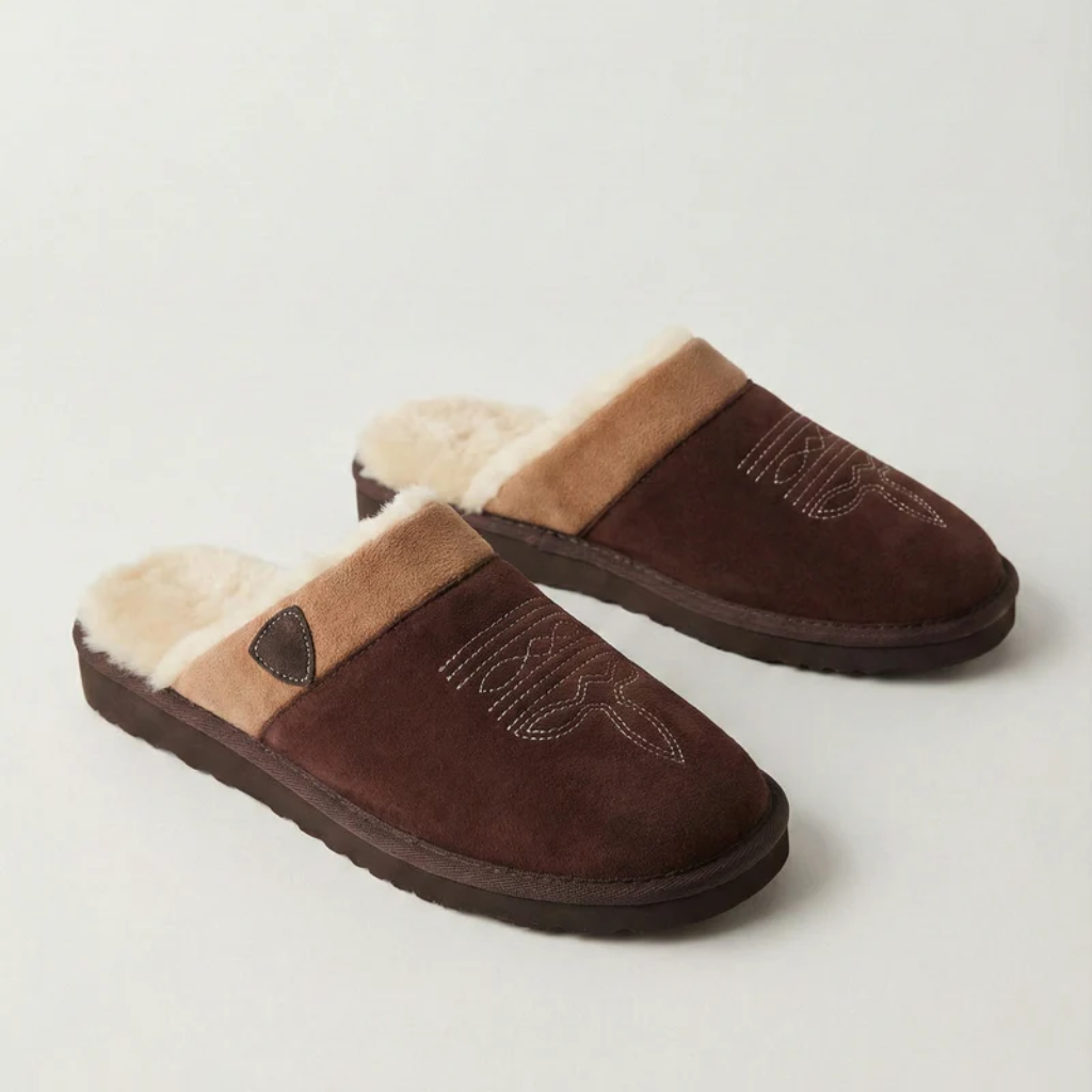 Cowboy Slippers - Fur Lined Cushioned Footbed