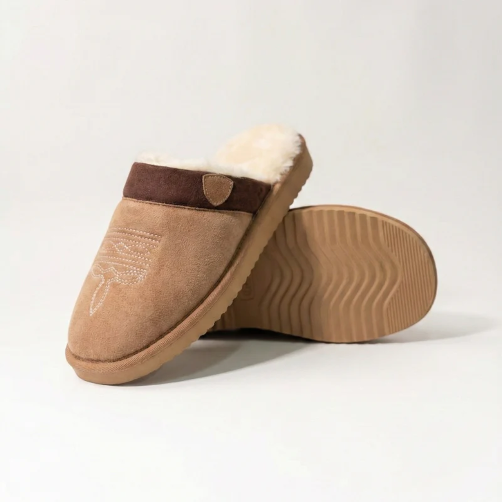 Cowboy Slippers - Fur Lined Cushioned Footbed