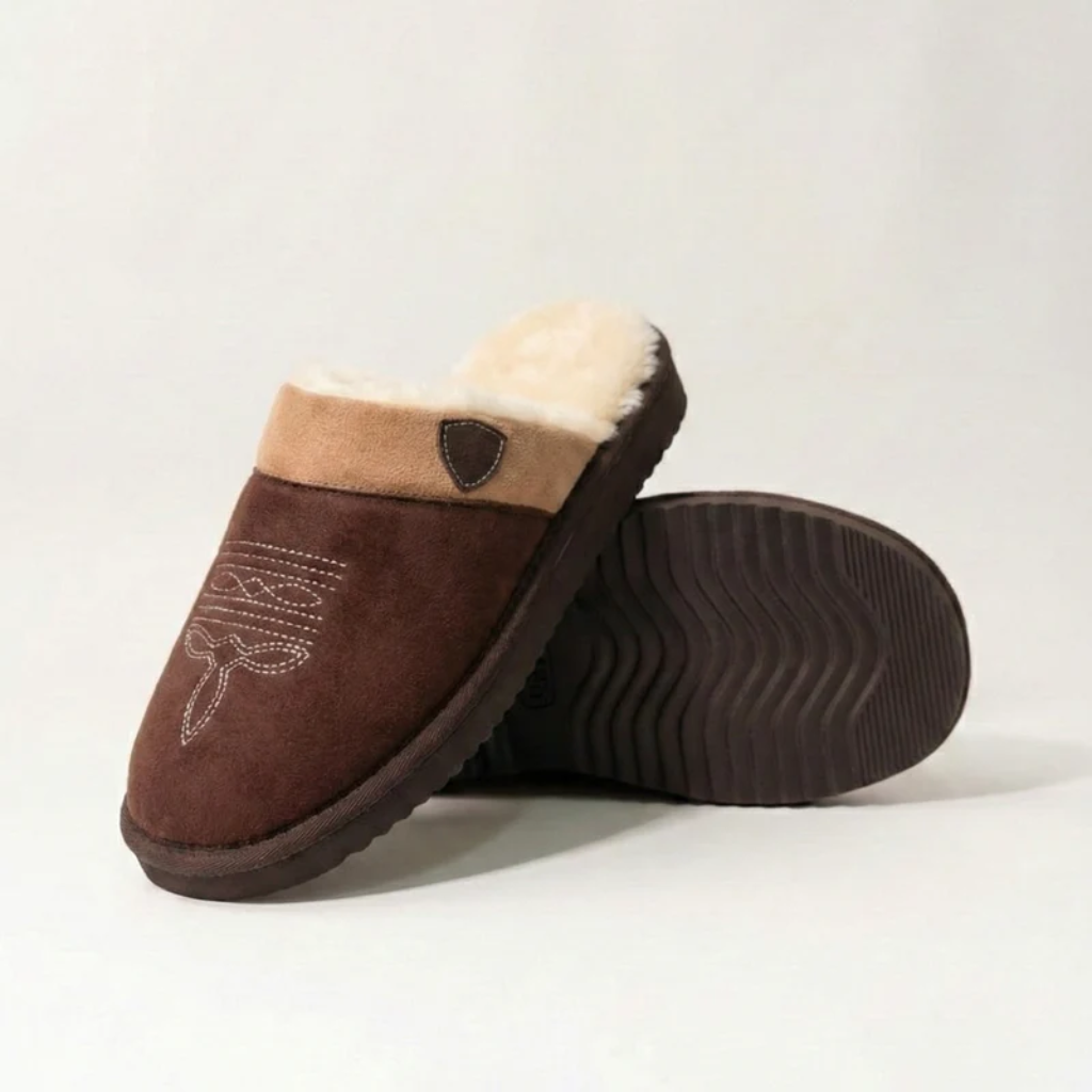 Cowboy Slippers - Fur Lined Cushioned Footbed