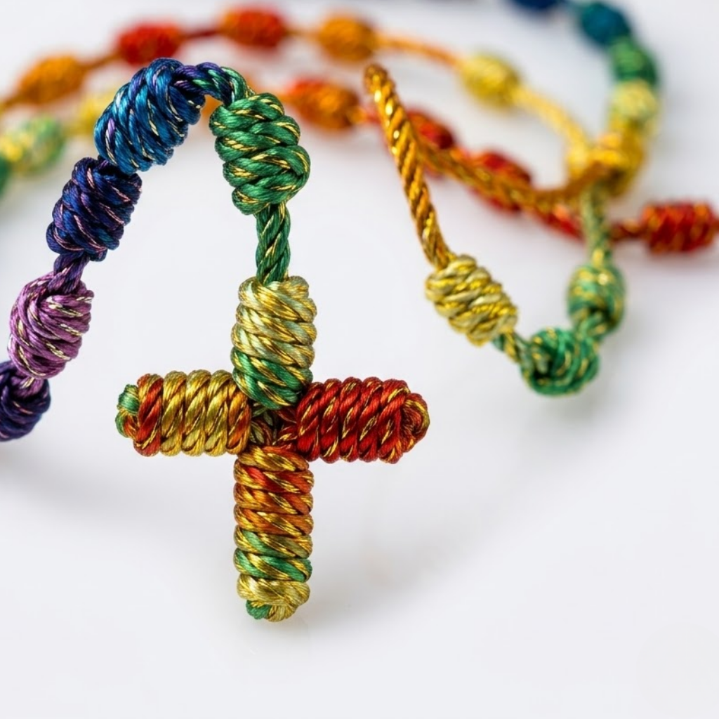 Crafted Knotted Rosary with Cross Charm