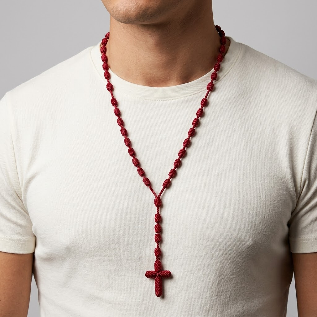Crafted Knotted Rosary with Cross Charm