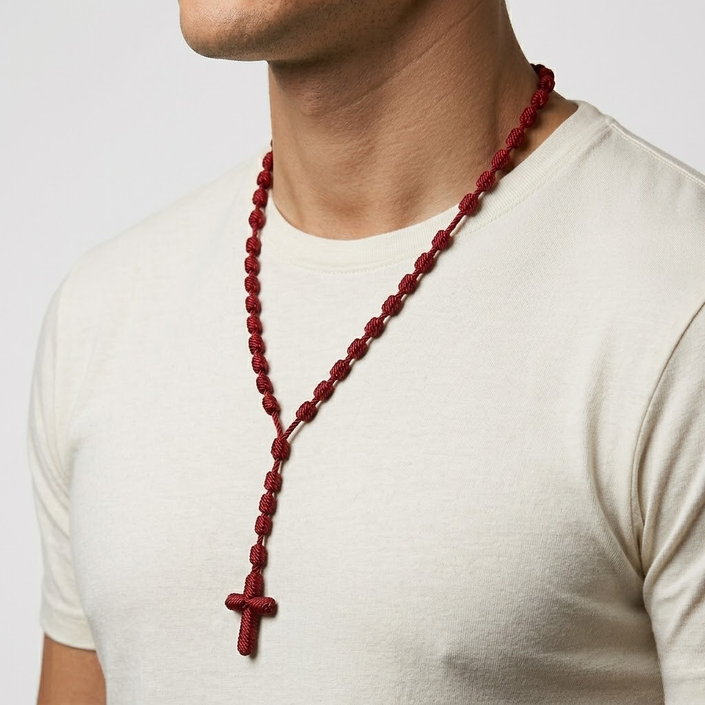 Crafted Knotted Rosary with Cross Charm