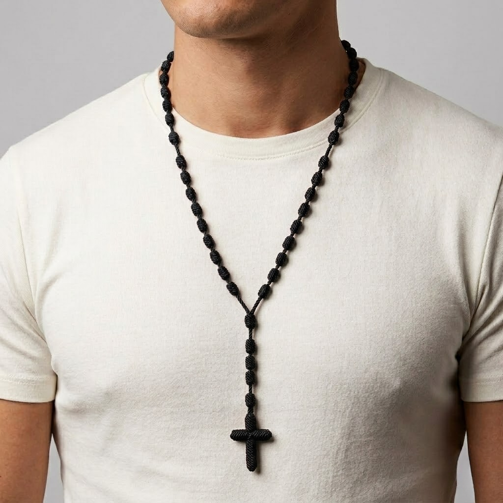 Crafted Knotted Rosary with Cross Charm