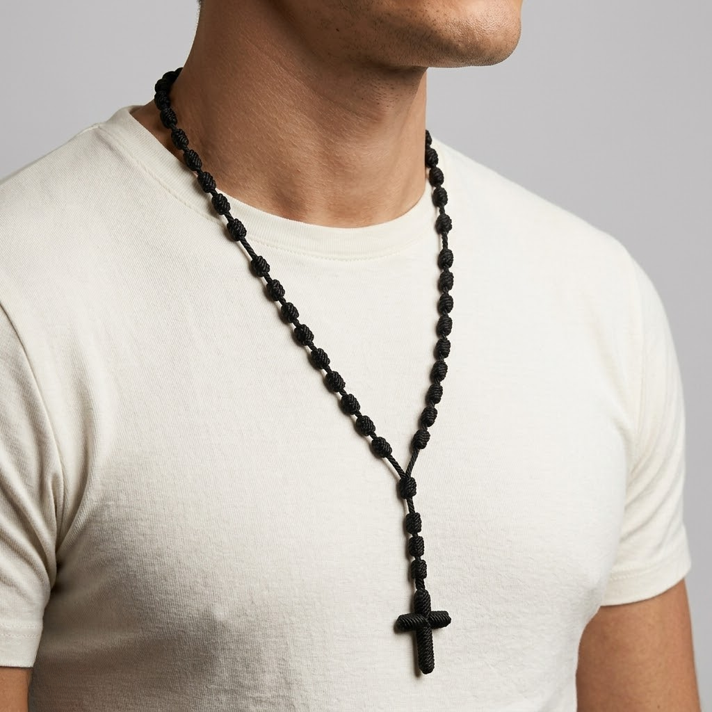 Crafted Knotted Rosary with Cross Charm