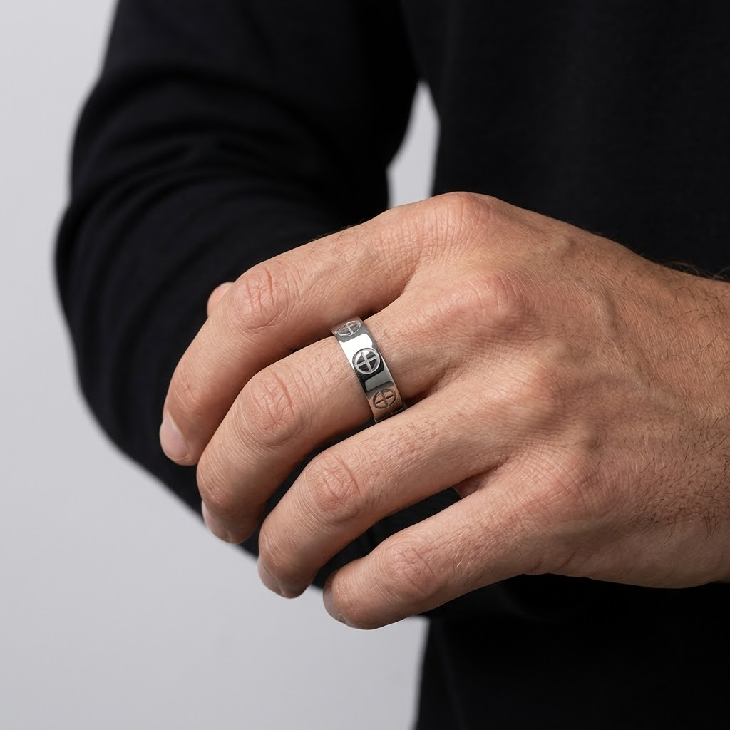 Cross Band Ring Stainless Steel | Couples Ring Women Men-Tithesource-