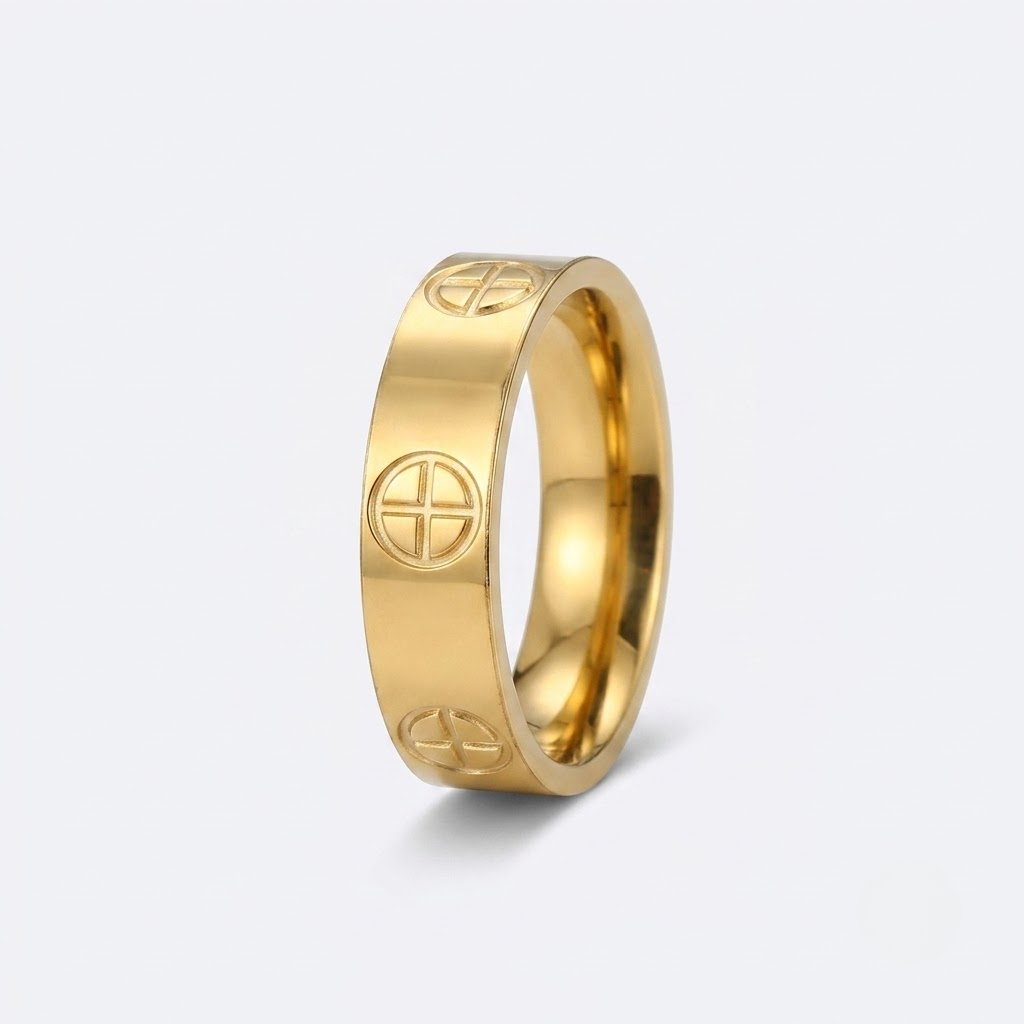 Cross Band Ring Stainless Steel | Couples Ring Women Men-Tithesource-Gold-6-