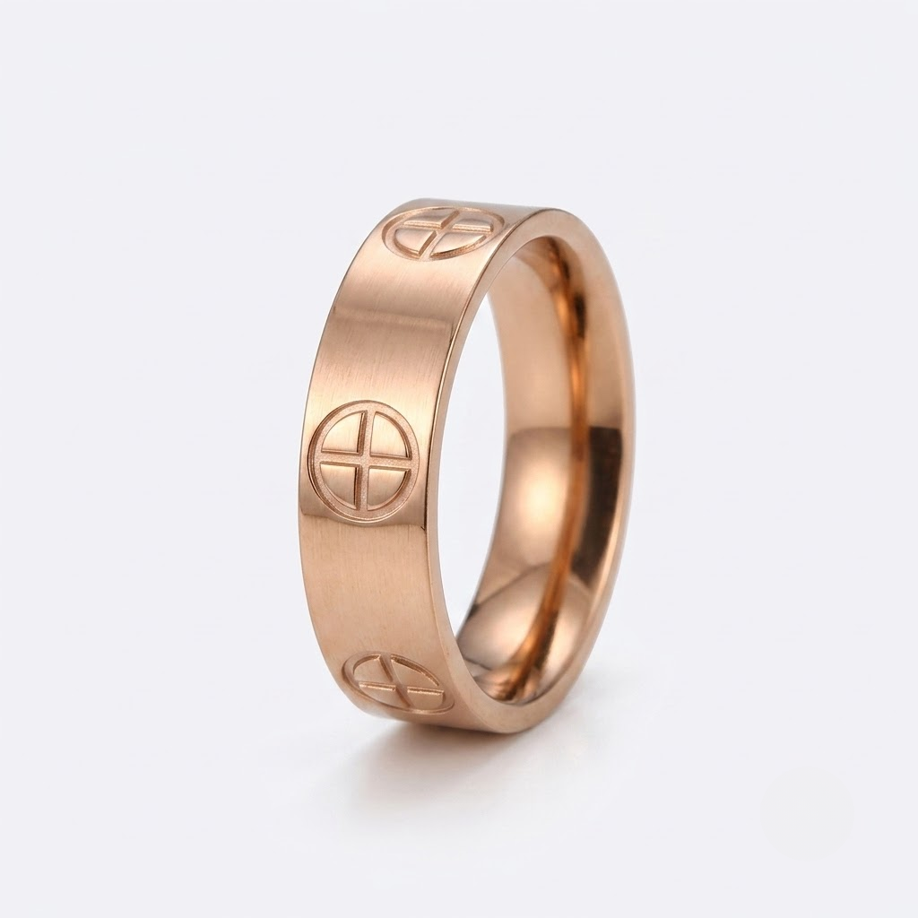 Cross Band Ring Stainless Steel | Couples Ring Women Men-Tithesource-Rose gold-6-