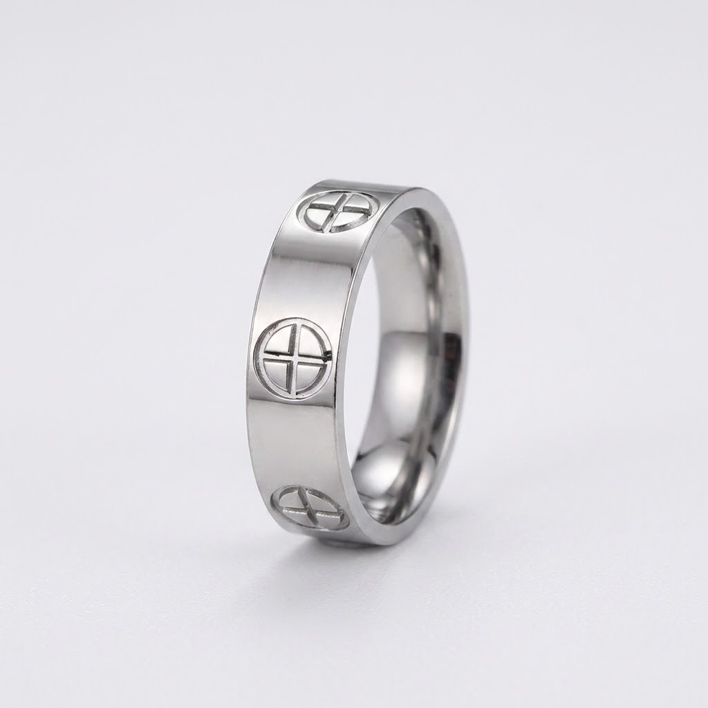 Cross Band Ring Stainless Steel | Couples Ring Women Men-Tithesource-Silver-6-