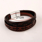 Cross Bracelet Men Leather Braided Stainless Steel