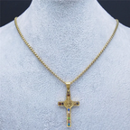 Cross Necklace Men Saint Benedict Multicolor Cubic Zirconia Pendant