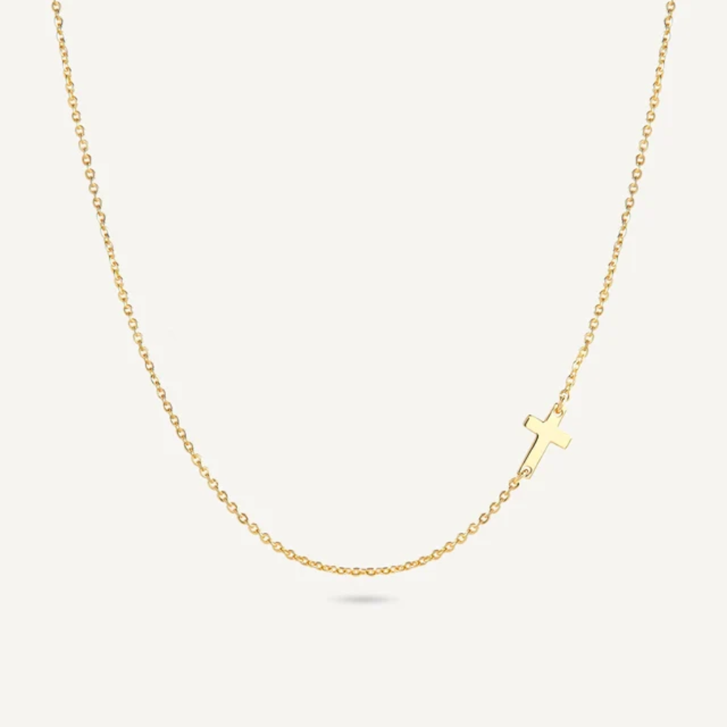 Cross Necklace for Women Sideways Gold Dainty Layering Pendant