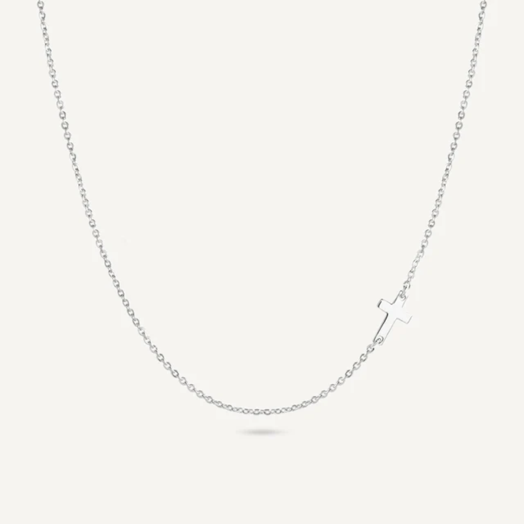 Cross Necklace for Women Sideways Gold Dainty Layering Pendant