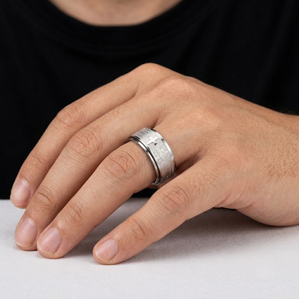 Cross Prayer Ring | Anxiety Ring Stainless Steel-Tithesource-