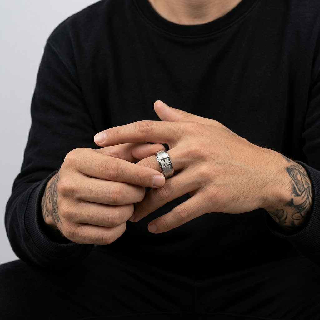Cross Prayer Ring | Anxiety Ring Stainless Steel-Tithesource-