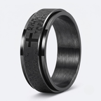 Cross Prayer Ring | Anxiety Ring Stainless Steel-Tithesource-Black-5-