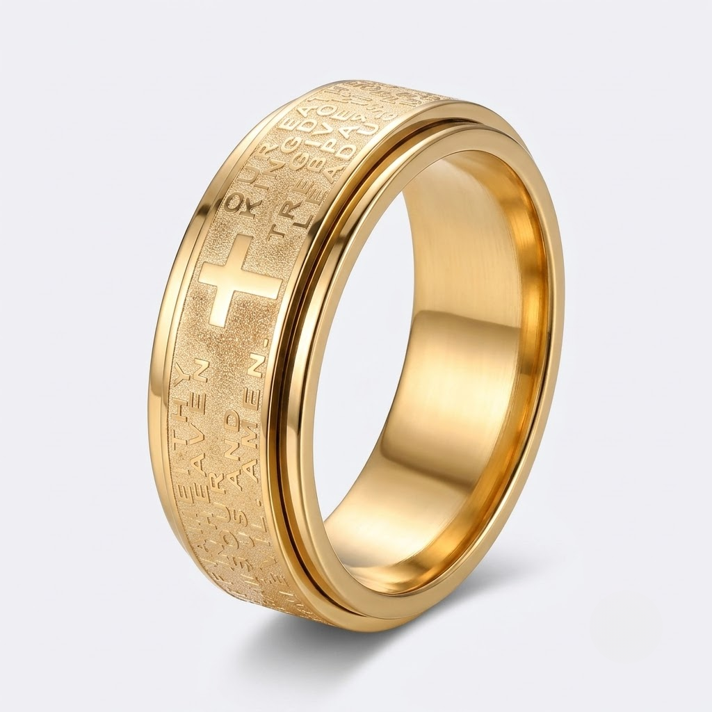 Cross Prayer Ring | Anxiety Ring Stainless Steel-Tithesource-Gold-5-