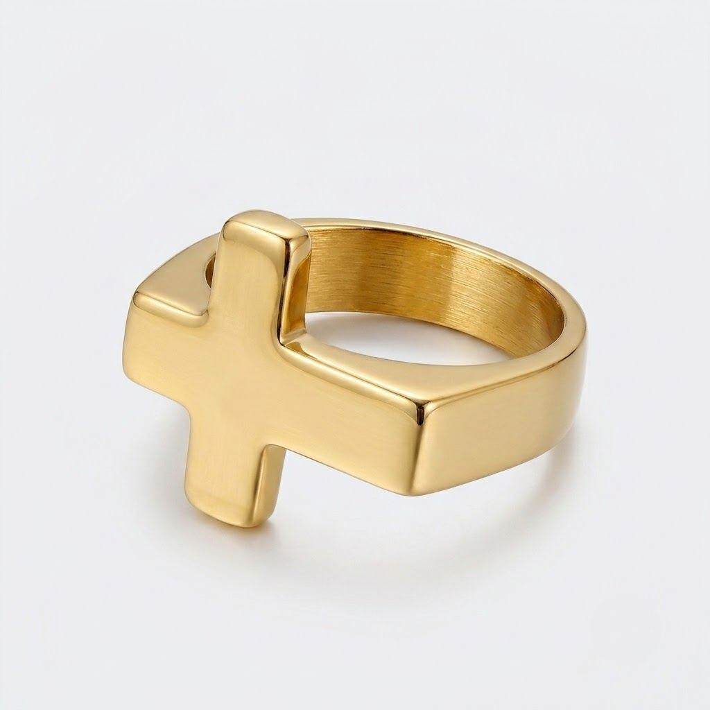 Cross Ring | Statement Stainless Steel Punk Signet Men-Tithesource-