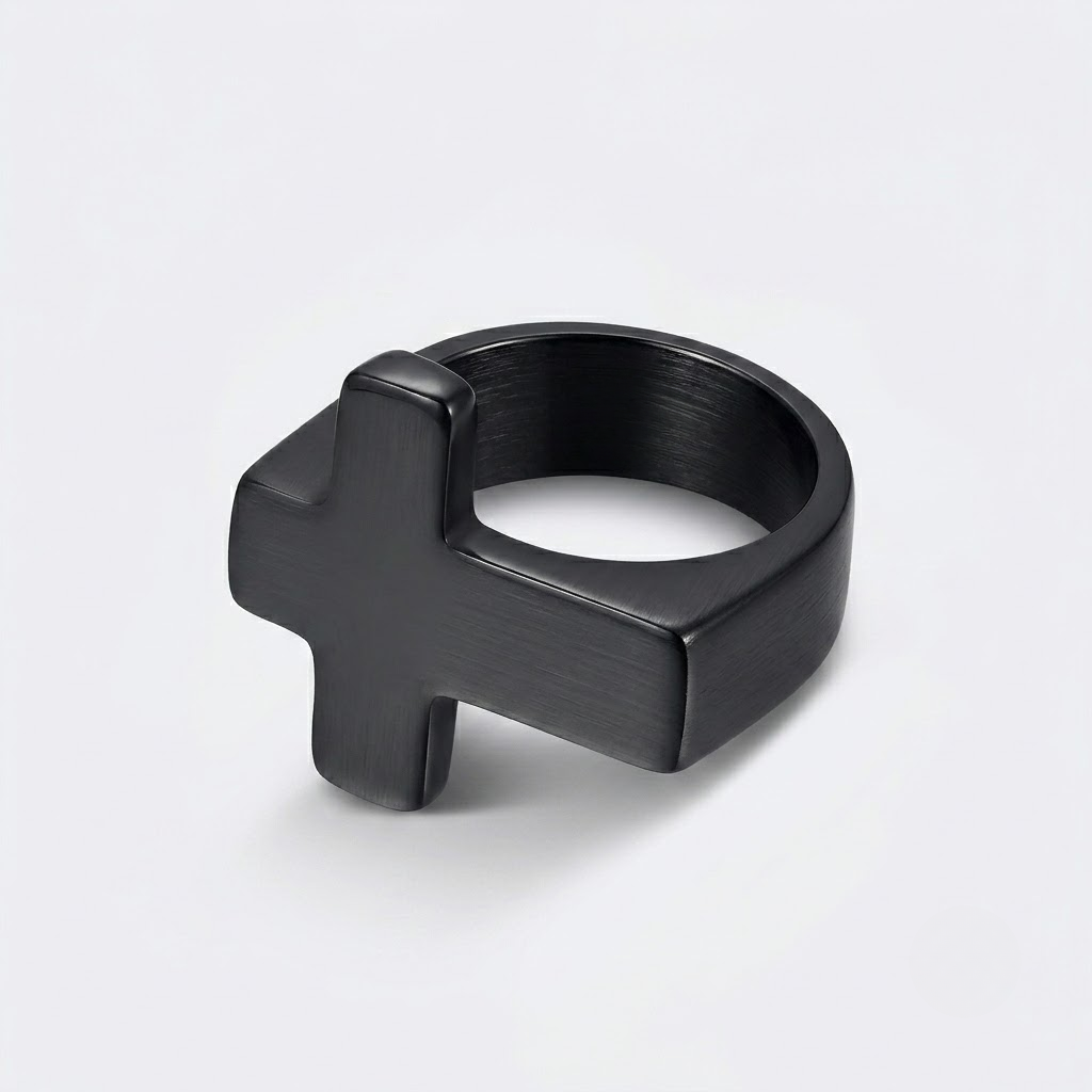Cross Ring | Statement Stainless Steel Punk Signet Men-Tithesource-