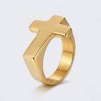 Cross Ring | Statement Stainless Steel Punk Signet Men-Tithesource-Gold-4-