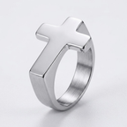 Cross Ring | Statement Stainless Steel Punk Signet Men-Tithesource-Silver-4-